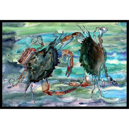 Carolines Treasures Watery Teal And Purple Crabs Indoor and Outdoor Mat- 24 x 36 in. 8954JMAT